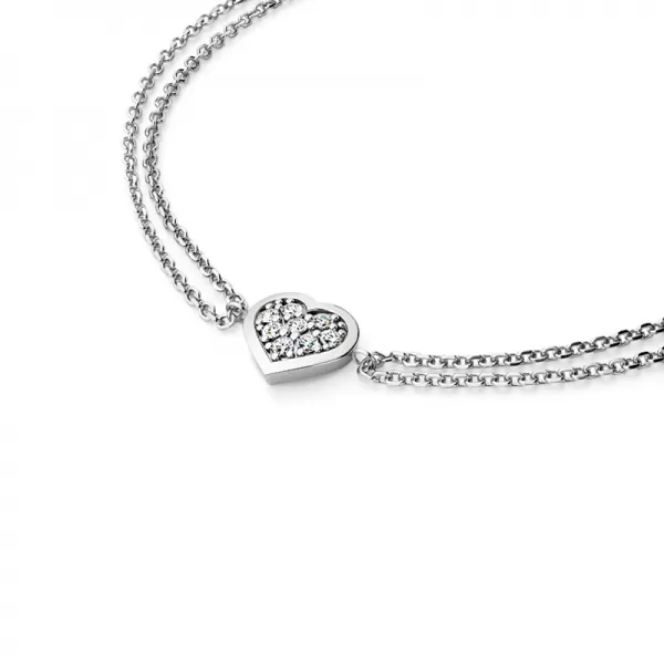 Náramek se srdíčkem a brilianty 10877-NR02-B
