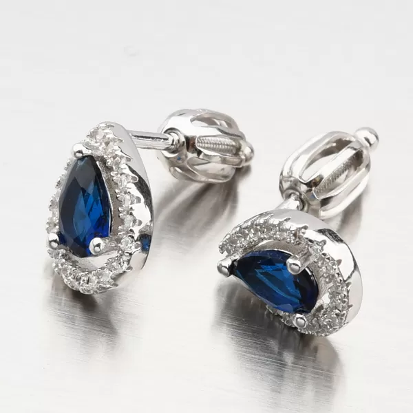 Dámské náušnice stříbro 925 zirkon safír a se UPST-122020/S
