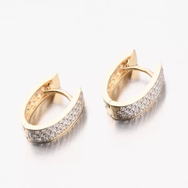 Zlaté oválné náušnice se zirkony PKL12-021