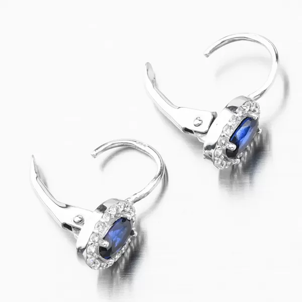 Dámské náušnice safír a zirkony bílé zlato 612G-015