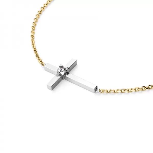 Náhrdelník s křížkem s briliantem 10872-NH01-ZLB