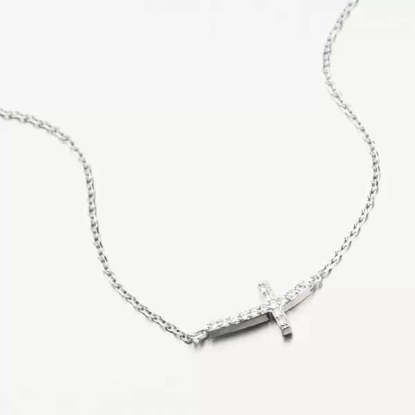 Dámský náhrdelník stříbro 925 zirkon křížkem SST-15546/47