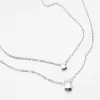 Dvojitý stříbrný náhrdelník se zirkony SST-151297/47