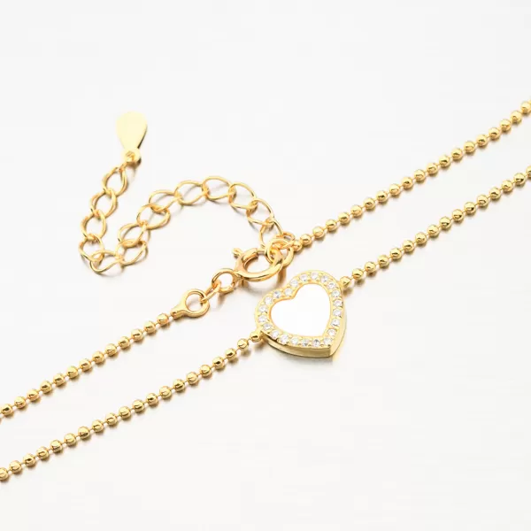 Dámský náramek stříbro 925 zirkon zlacený kuličkový se srdíčkem BST-14662/G