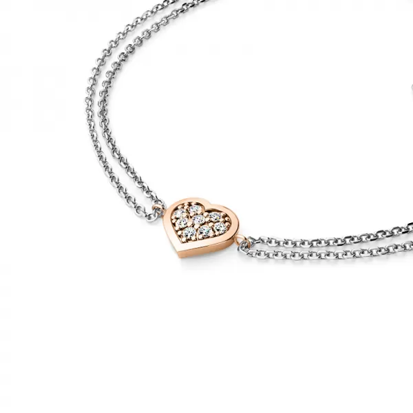 Náramek se srdíčkem a brilianty 10877-NR02-BCV