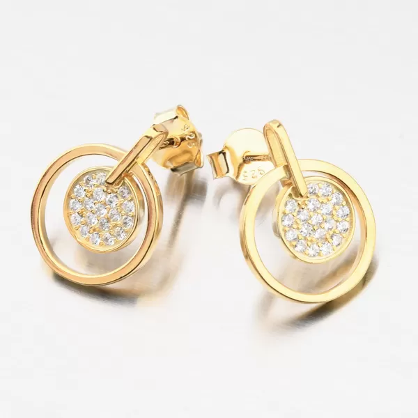 Stříbrné náušnice se zirkony v barvě zlata UPST-122836-G