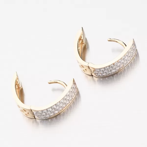 Zlaté oválné náušnice se zirkony PKL12-021