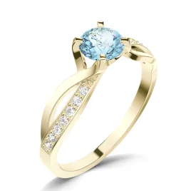 Dámský prsten žluté zlato 585/1000 přírodní diamant 0.55 ct G/SI topaz a brilianty 140002-ZL-TPZ