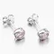 Dámské náušnice bílé zlato 585 zirkon s růžovým růžové kameny 612G-007