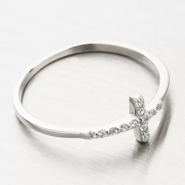 Stříbrný prsten s křížkem GST-11395