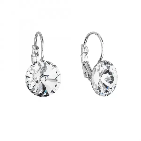Náušnice bižuterie se Swarovski krystaly bílé kulaté 51002.1