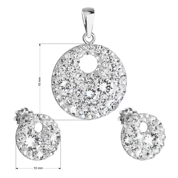 Sada šperků s krystaly Preciosa náušnice a přívěsek bilé kulaté 39148.1 crystal