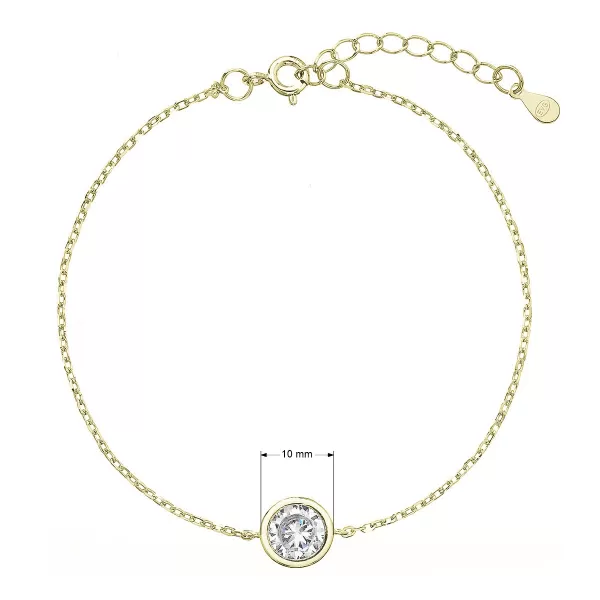 Pozlacený náramek řetízek s jedním zirkonem 13025.1