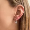 Stříbrné náušnice visací se zirkony bílé srdíčko 11409.1 crystal