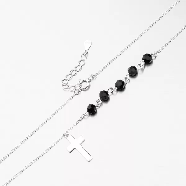 Stříbrný náhrdelník s křížkem a s kuličkami PKL-5011