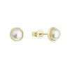 Zlaté 14 karátové náušnice pecky žluté zlato s bílou říční perlou 91P00031