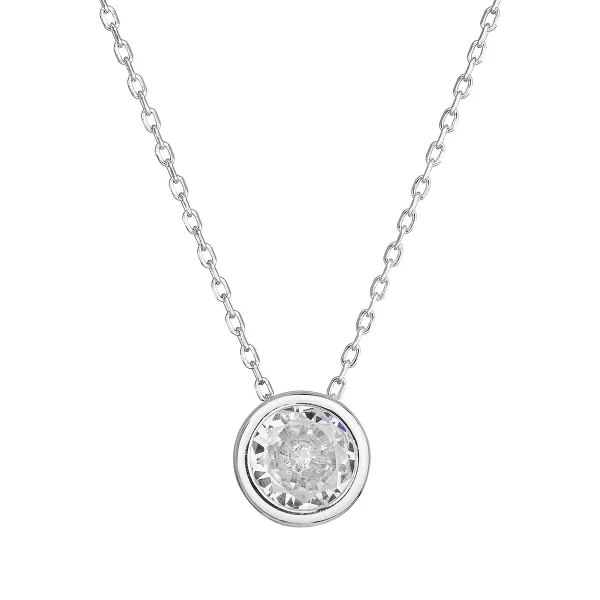Stříbrný náhrdelník s čirým zirkonem 12051.1 crystal