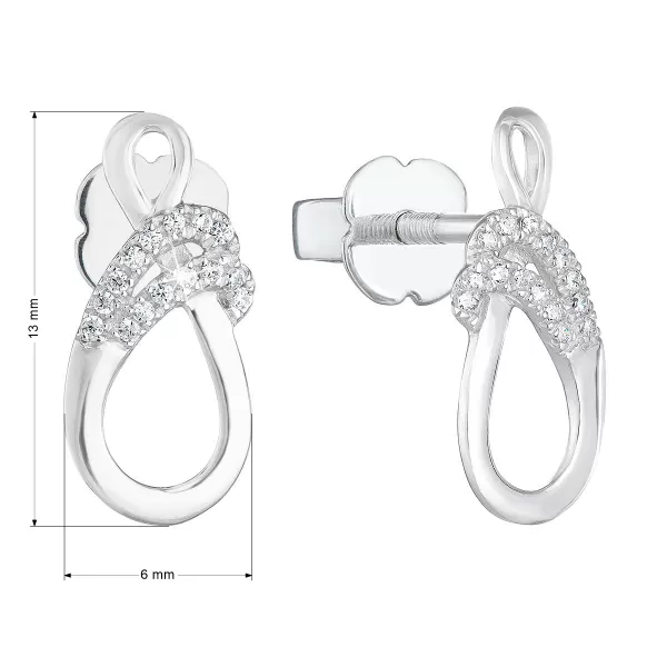 Stříbrné náušnice pecka se zirkony v bílé barvě 881005.1
