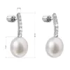 Stříbrné náušnice visací s bílou říční perlou 21034.1B