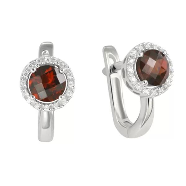 Náušnice s diamanty a granátem GKW47232-B-GRA