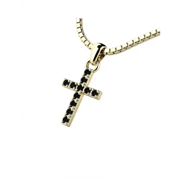 Zlatý křížek s černými zirkony 140018-02-ZL-Black-ZIR
