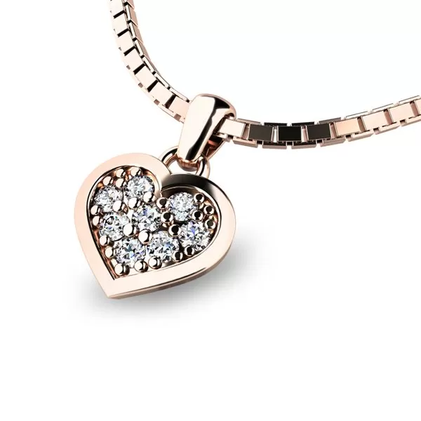 Zlatý přívěšek srdce se zirkony 10877-CV-ZIR