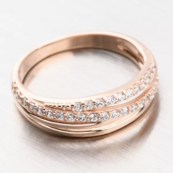 Prsten z růžového zlata se zirkony 51GZ-3352CV