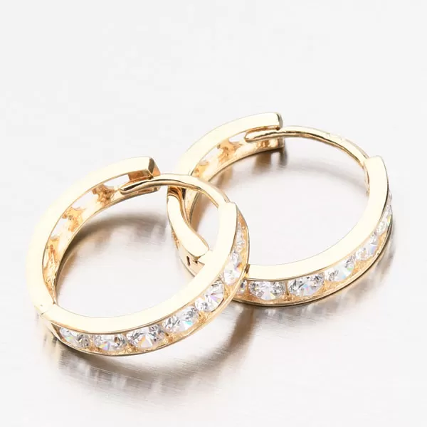 Dámské náušničky bílé zlato 585 kroužky se zirkony 612A-007