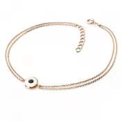 Náramek s černým diamantem z růžového zlata 10911-NR02-CV-Black