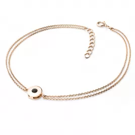 Náramek s černým diamantem z růžového zlata 10911-NR02-CV-Black