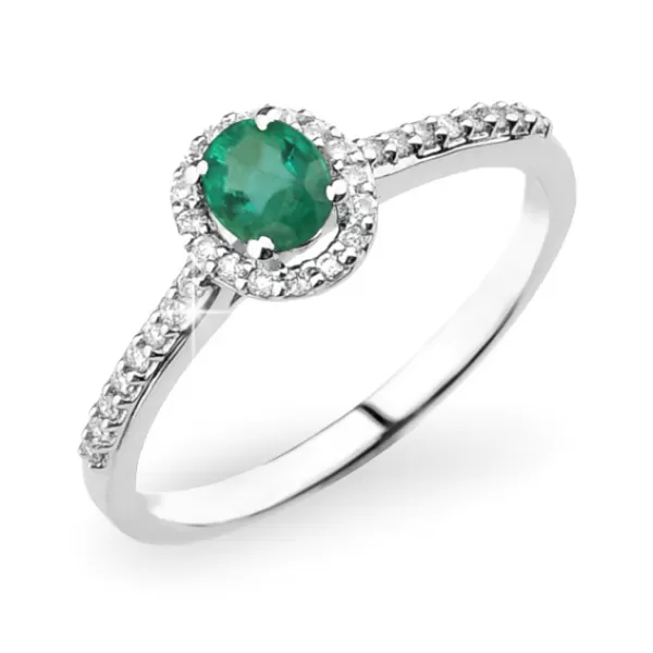 Prsten se smaragdem a diamanty GKW52431-B-SMAR