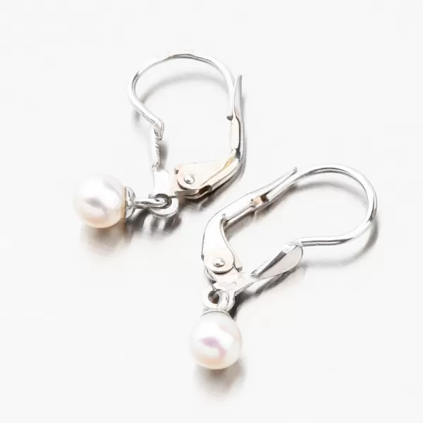 Dámské náušnice bílé zlato 585 perly visací s bílá 52GZ-3014-B-KL