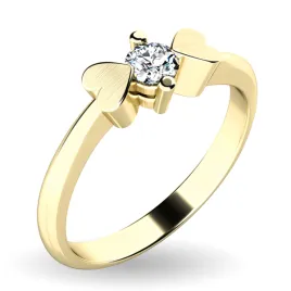 Dámský prsten žluté zlato 585/1000 přírodní diamant 0.130 ct G/SI srdíčky 10932D-ZL