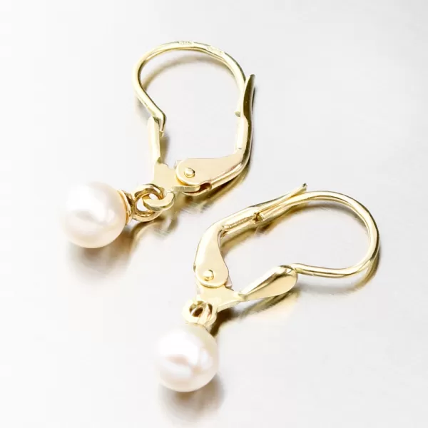 Dámské náušnice žluté zlato 585 s bílá perla 52GZ-3015-ZL-KL