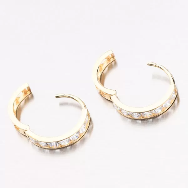 Dámské náušničky bílé zlato 585 kroužky se zirkony 612A-007