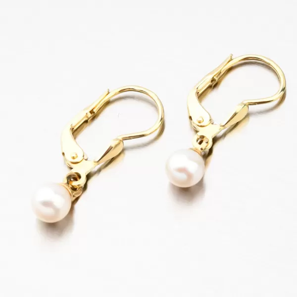 Dámské náušnice žluté zlato 585 s bílá perla 52GZ-3015-ZL-KL