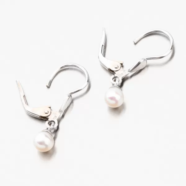 Dámské náušnice bílé zlato 585 perly visací s bílá 52GZ-3014-B-KL