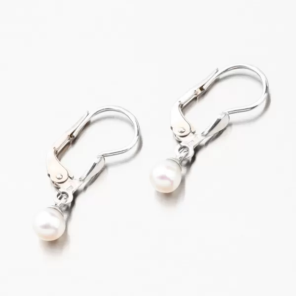 Dámské náušnice bílé zlato 585 perly visací s bílá 52GZ-3014-B-KL