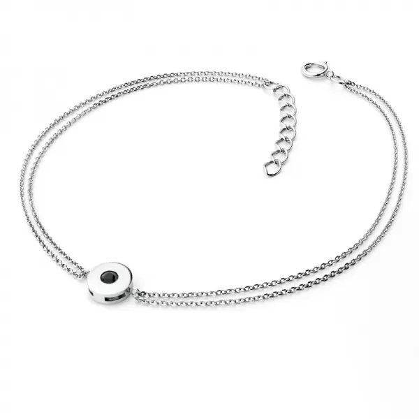 Náramek s černým diamantem z bílého zlata 10911-NR02-B-Black