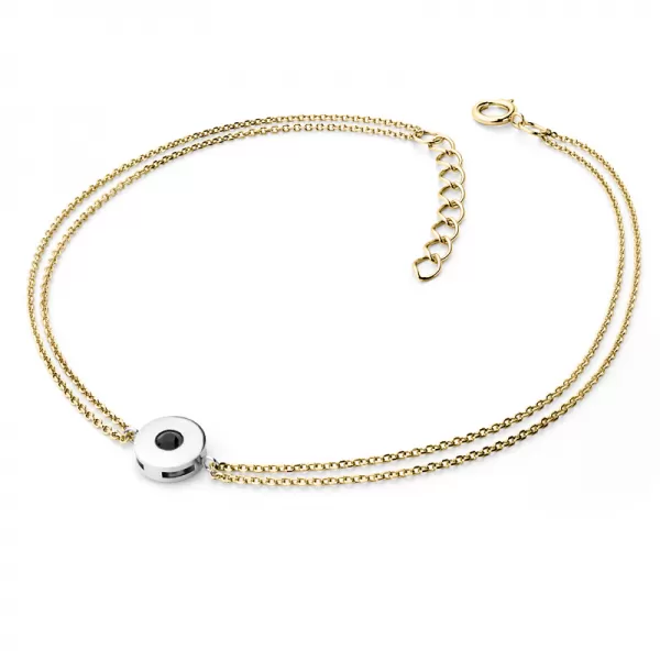 Náramek s černým diamantem ze žlutého zlata 10911-NR02-ZLB-Black