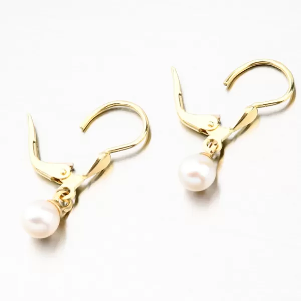 Dámské náušnice žluté zlato 585 s bílá perla 52GZ-3015-ZL-KL