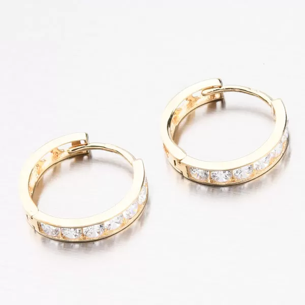 Dámské náušničky bílé zlato 585 kroužky se zirkony 612A-007