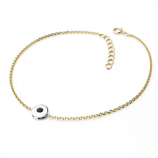 Náramek ze žlutého a bílého zlata s černým diamantem 10911-NR01-ZLB-Black