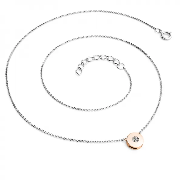 Dámský náhrdelník zlato mix 585/1000 přírodní diamant 0.055 ct G/SI briliantem 10911-NH01-BCV