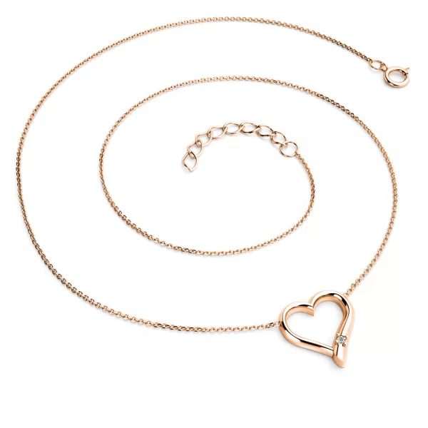 Náhrdelník srdce s briliantem v růžovém zlatě 10917-NH01-CV