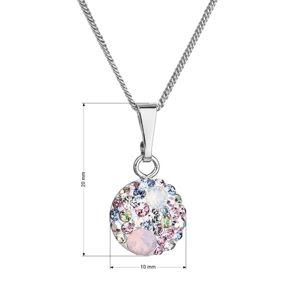 Stříbrný náhrdelník se Swarovski krystaly kulatý růžový 32086.3 magic rose