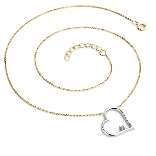 Dámský náhrdelník žluté zlato 585/1000 přírodní diamant 0.027 ct G/SI srdce s briliantem - 10875-NH01-ZL