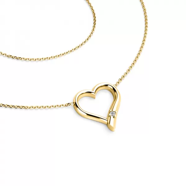 Náhrdelník srdce s briliantem ve žlutém zlatě 10917-NH01-ZL