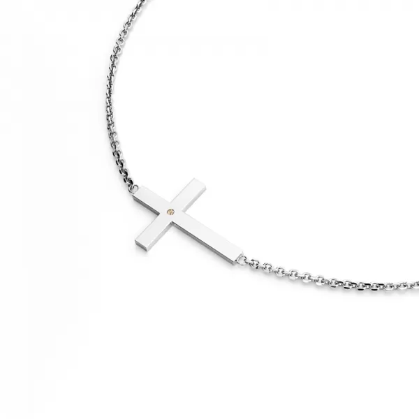 Náhrdelník s křížem a Champagne diamantem 10947-NH01-B-Champ