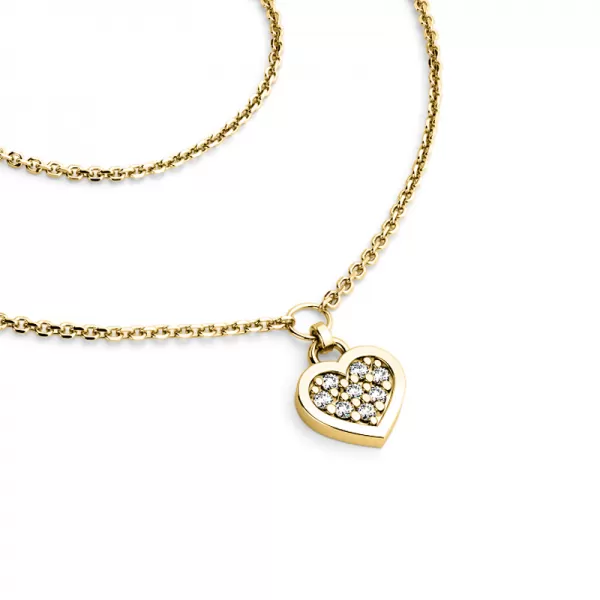 Náhrdelník ze žlutého zlata se srdíčkem s brilianty 10881-NH01A-ZL